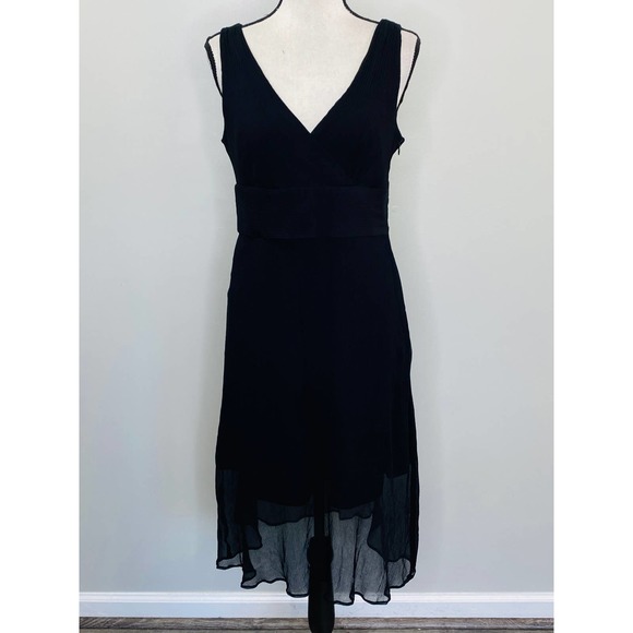 Vintage J. Crew Black Silk Dress Women 8 A-Line Textured Luxe Classic Date Night - Picture 2 of 9